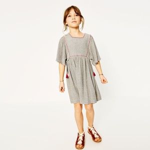 Zara girls cotton mix dress with teasels